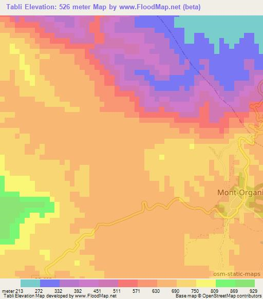 Tabli,Haiti Elevation Map