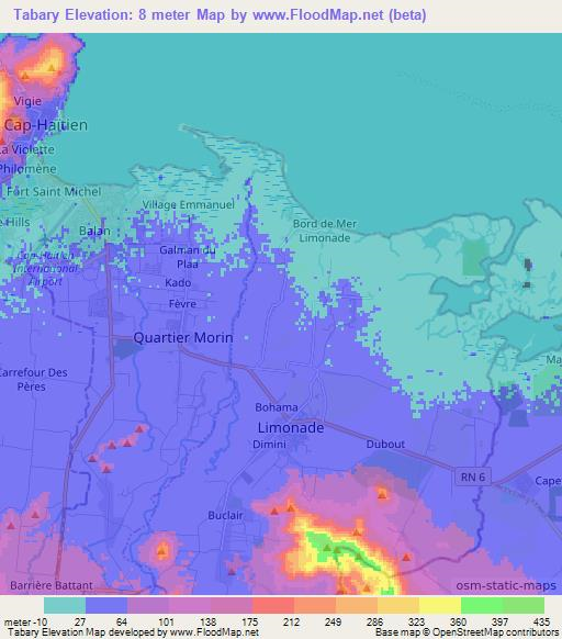 Tabary,Haiti Elevation Map