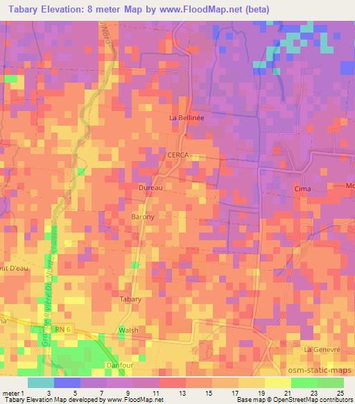 Tabary,Haiti Elevation Map