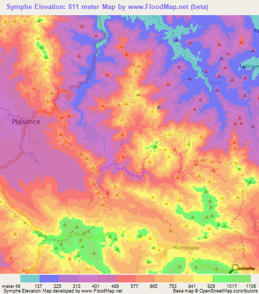 Symphe,Haiti Elevation Map