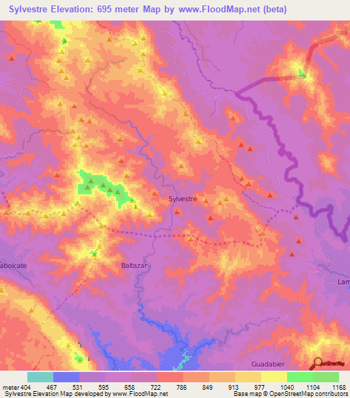 Sylvestre,Haiti Elevation Map