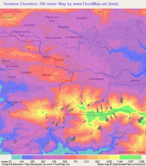 Suzanne,Haiti Elevation Map