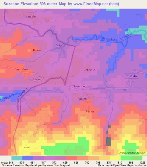 Suzanne,Haiti Elevation Map