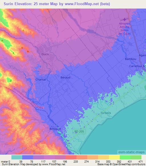 Surin,Haiti Elevation Map