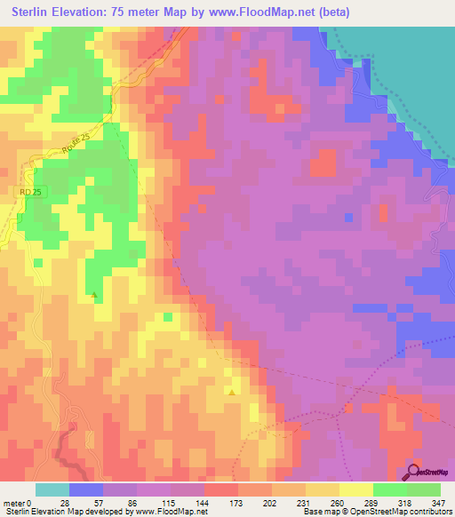 Sterlin,Haiti Elevation Map