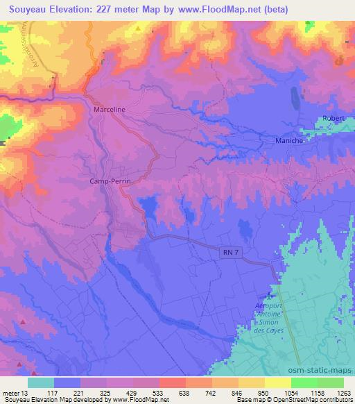 Souyeau,Haiti Elevation Map