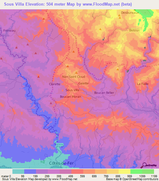 Sous Villa,Haiti Elevation Map