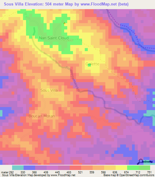 Sous Villa,Haiti Elevation Map