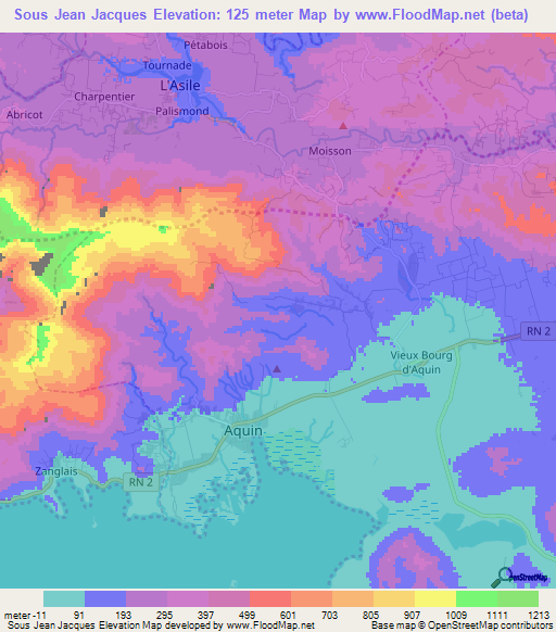 Sous Jean Jacques,Haiti Elevation Map