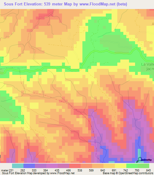 Sous Fort,Haiti Elevation Map