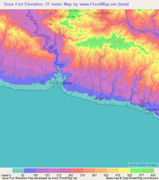 Sous Fort,Haiti Elevation Map