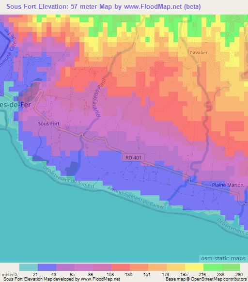 Sous Fort,Haiti Elevation Map