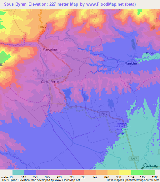 Sous Byran,Haiti Elevation Map