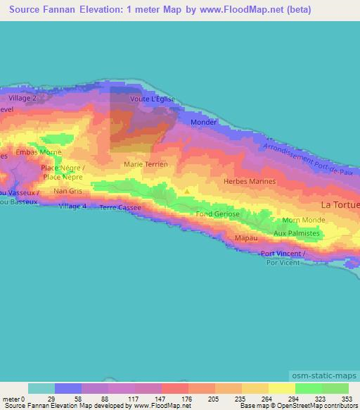 Source Fannan,Haiti Elevation Map