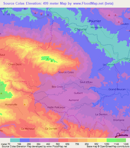 Source Colas,Haiti Elevation Map