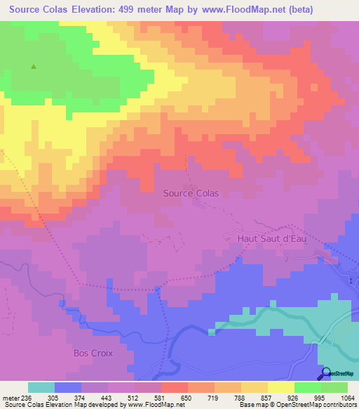 Source Colas,Haiti Elevation Map