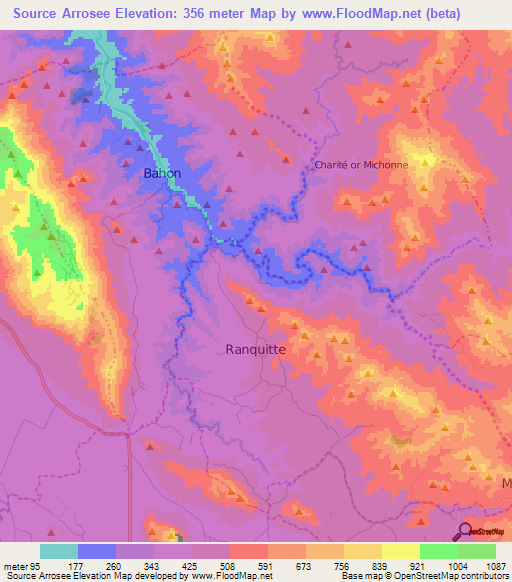 Source Arrosee,Haiti Elevation Map