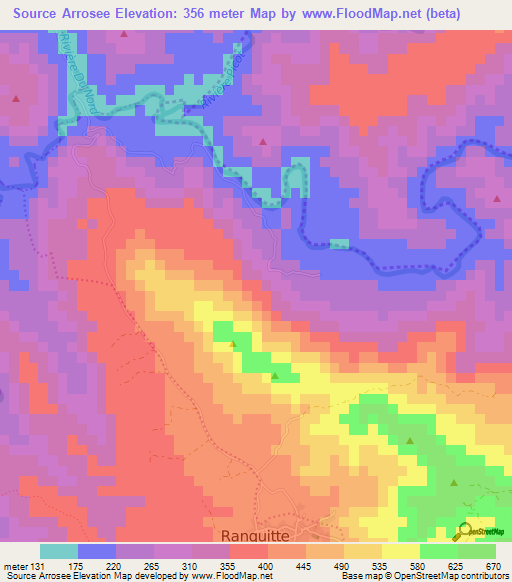 Source Arrosee,Haiti Elevation Map