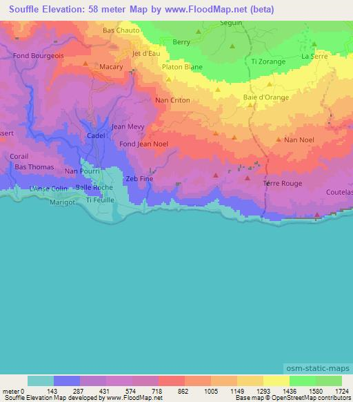 Souffle,Haiti Elevation Map