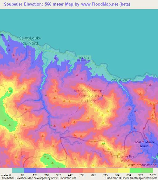 Soubetier,Haiti Elevation Map