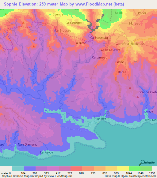 Sophie,Haiti Elevation Map