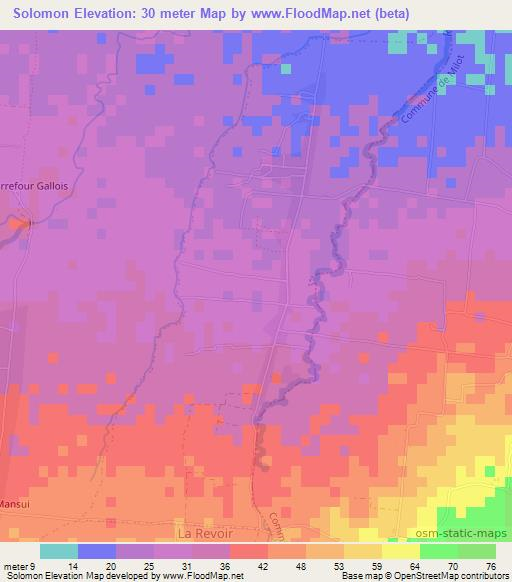 Solomon,Haiti Elevation Map