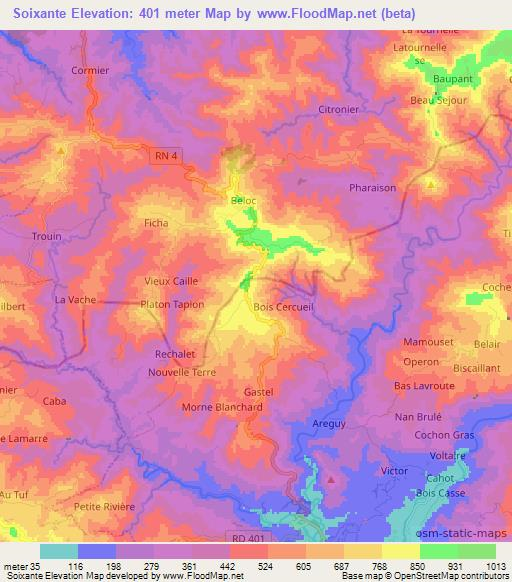 Soixante,Haiti Elevation Map