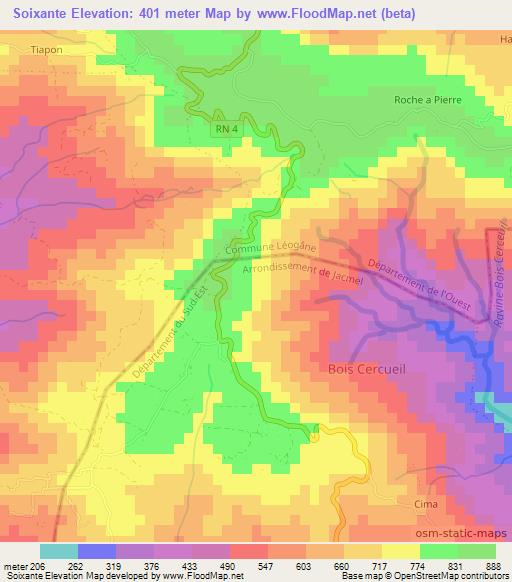 Soixante,Haiti Elevation Map