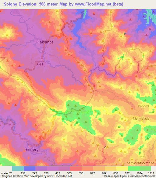 Soigne,Haiti Elevation Map