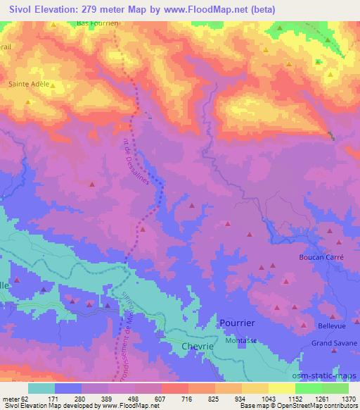 Sivol,Haiti Elevation Map