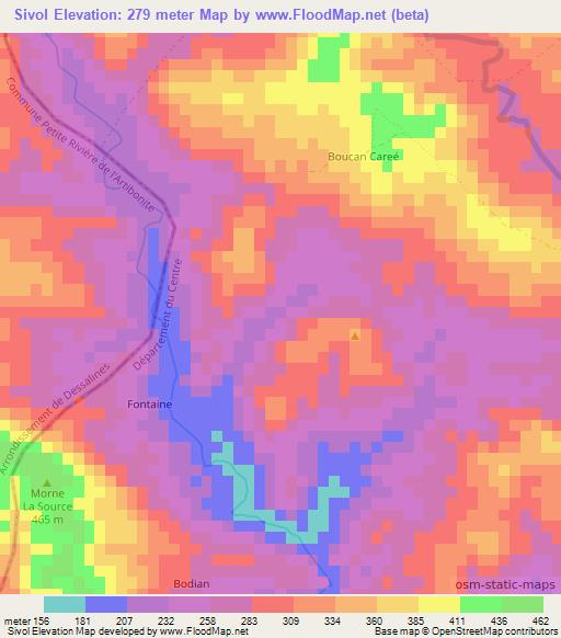 Sivol,Haiti Elevation Map