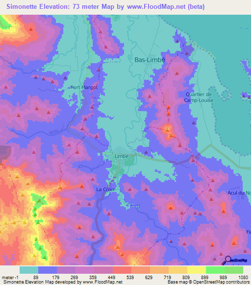 Simonette,Haiti Elevation Map