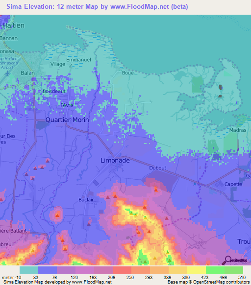 Sima,Haiti Elevation Map