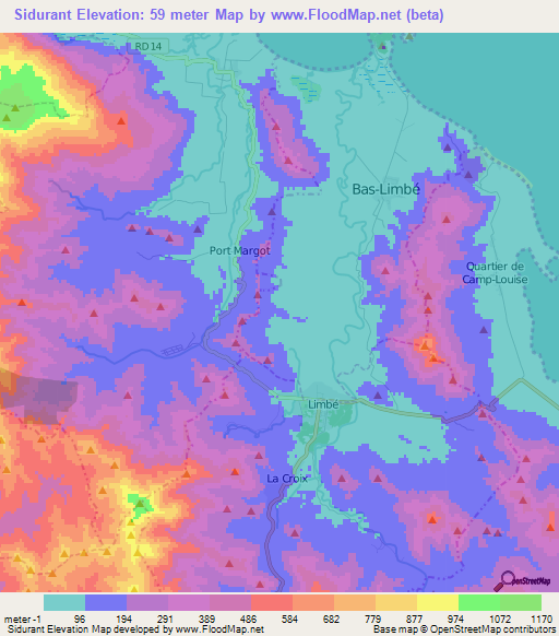 Sidurant,Haiti Elevation Map