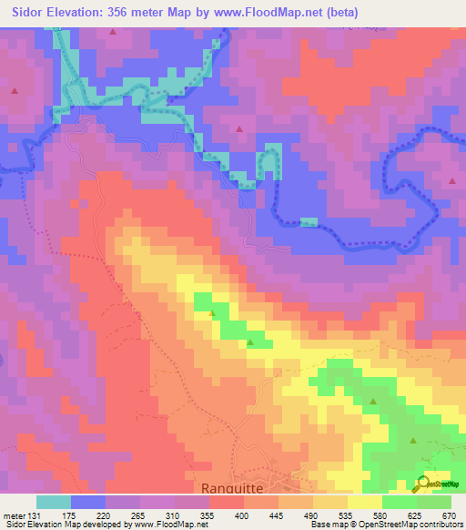 Sidor,Haiti Elevation Map