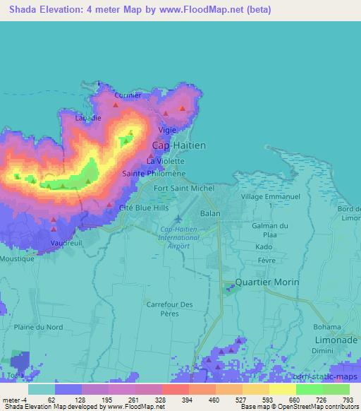 Shada,Haiti Elevation Map