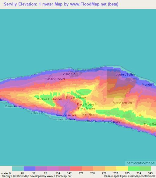 Servily,Haiti Elevation Map