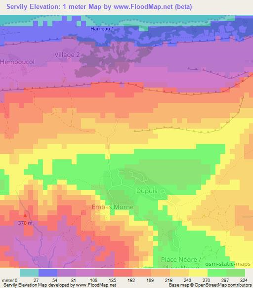 Servily,Haiti Elevation Map