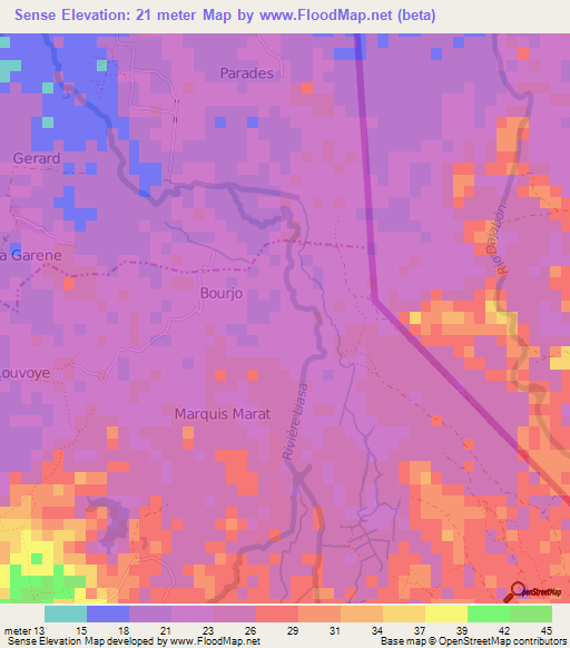 Sense,Haiti Elevation Map