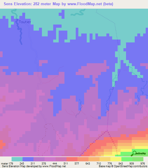 Sens,Haiti Elevation Map