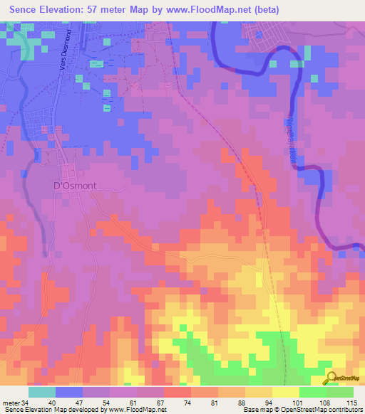 Sence,Haiti Elevation Map