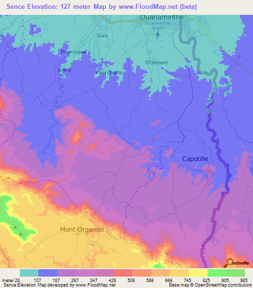 Sence,Haiti Elevation Map