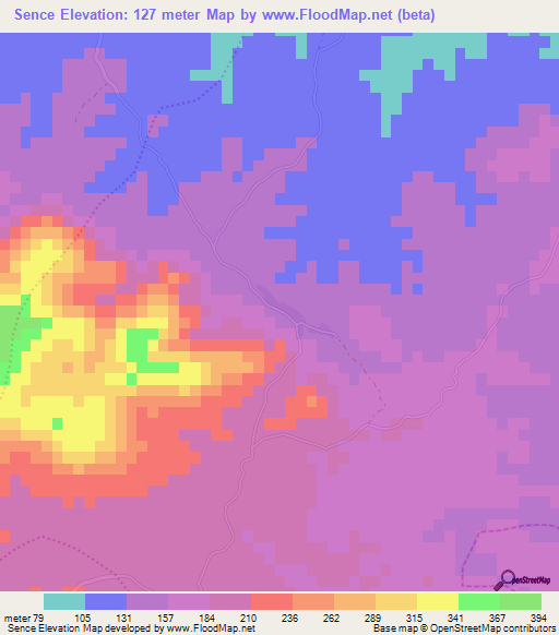 Sence,Haiti Elevation Map