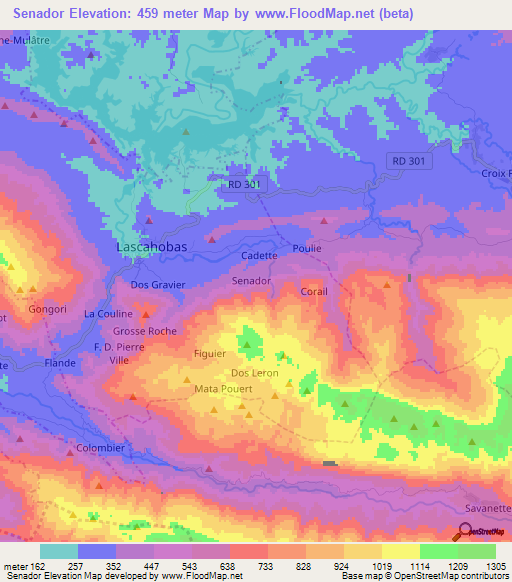 Senador,Haiti Elevation Map