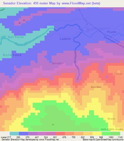 Senador,Haiti Elevation Map