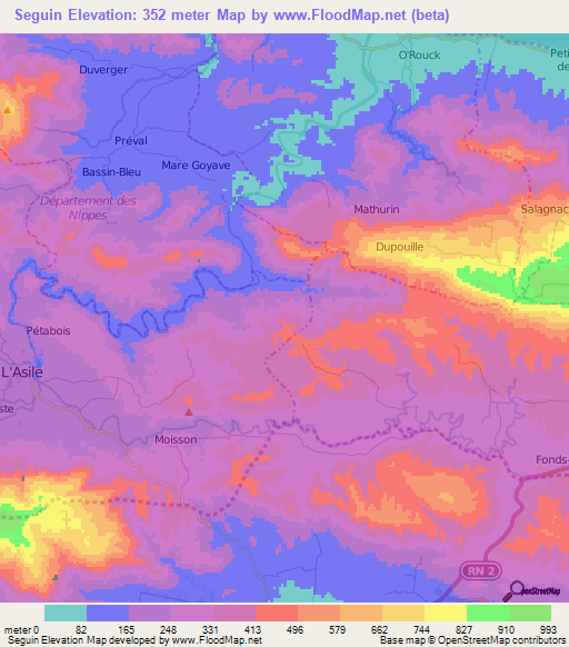 Seguin,Haiti Elevation Map