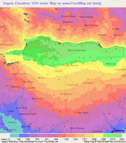 Seguin,Haiti Elevation Map