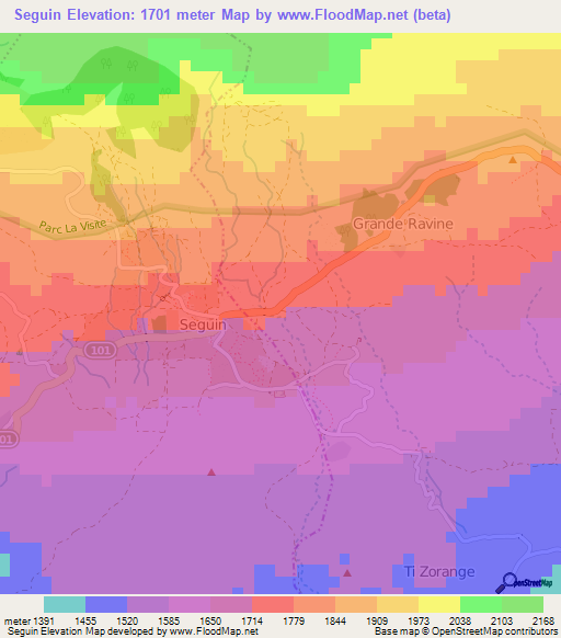 Seguin,Haiti Elevation Map