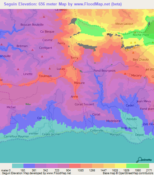 Seguin,Haiti Elevation Map