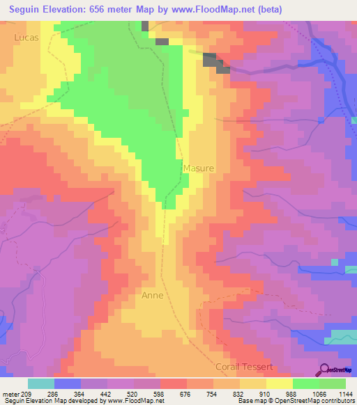 Seguin,Haiti Elevation Map